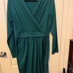 Chic Teal Long Sleeve Dress